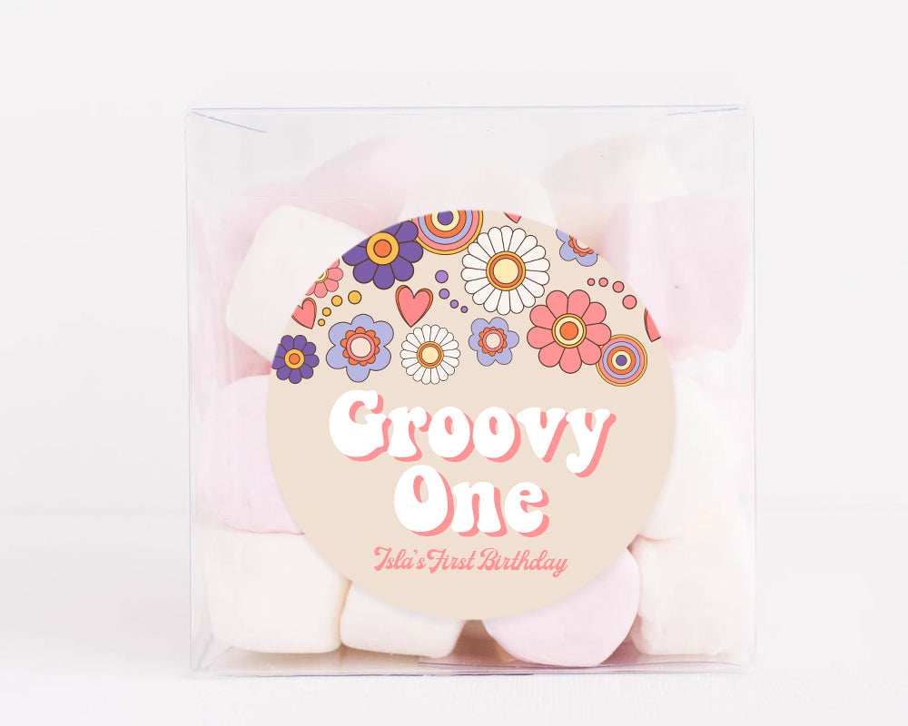 Groovy Floral Style Stickers Kids Birthday Party Stickers