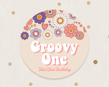 Load image into Gallery viewer, Groovy Floral Style Stickers Kids Birthday Party Stickers
