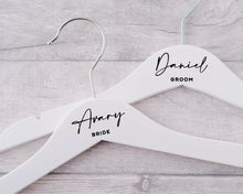 Load image into Gallery viewer, Custom Sticker Wedding Hanger Name Label Wood Hanger Label Gift Box Label Decal Style
