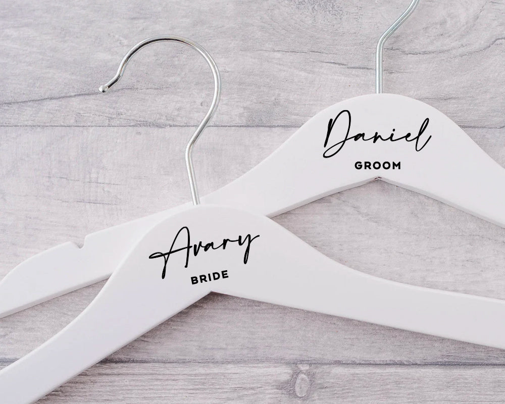 Custom Sticker Wedding Hanger Name Label Wood Hanger Label Gift Box Label Decal Style