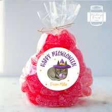Load image into Gallery viewer, Halloween Black Cat Style Favour Stickers, Happy Meowloween
