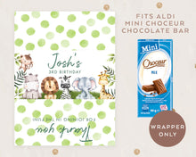 Load image into Gallery viewer, 8pcs Personalised Safari Animals Style Chocolate Wrapper, Aldi Chocolate Wrappers, Kids Party Jungle Animals Wrappers
