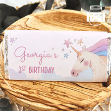 Load image into Gallery viewer, Customised Dreamy Unicorn Style Mini Milk Chocolate Bar 40g, Personalised Party Favour
