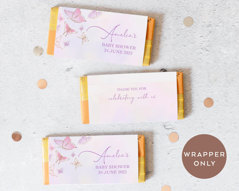 8pcs Personalised Butterfly Style Chocolate Wrapper, Aldi Chocolate Wrappers, Baby Shower Party Candy Bar Wrappers