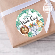Load image into Gallery viewer, Wild One Animals Themed Safari Birthday Party Stickers
