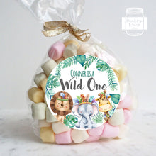 Load image into Gallery viewer, Wild One Animals Themed Safari Birthday Party Stickers
