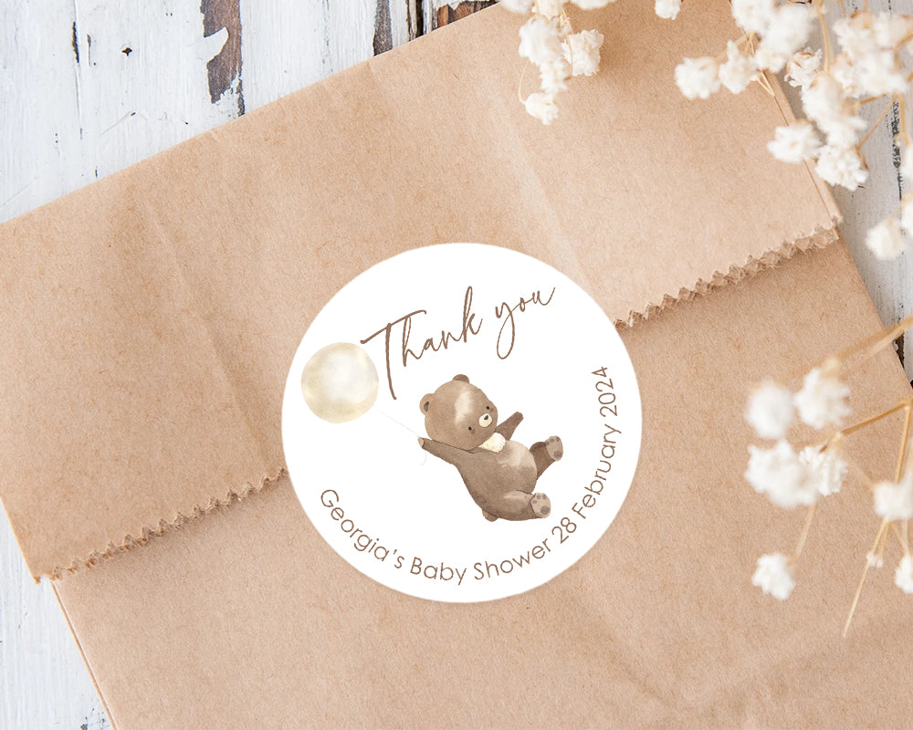 Cute Baby Bear Baby Shower Thank You Stickers Favour Stickers