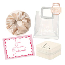 Load image into Gallery viewer, Bridesmaid Gift Bag, Custom Jewellery Box and Scrunchie pack
