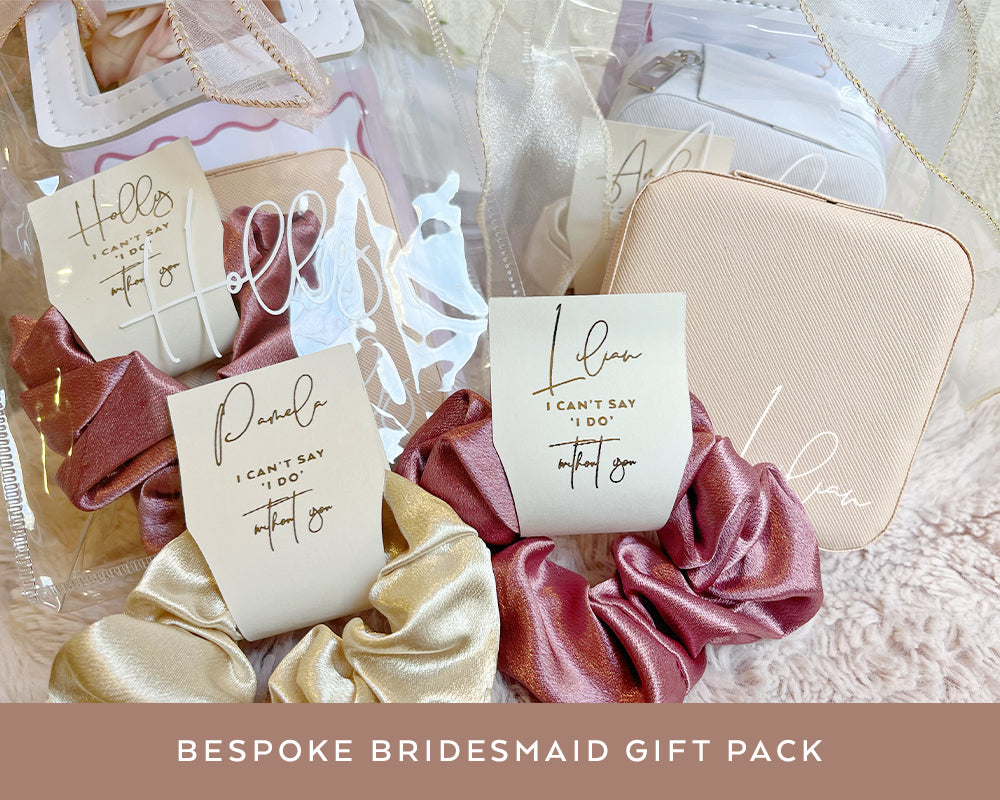Bridesmaid Gift Bag, Custom Jewellery Box and Scrunchie pack
