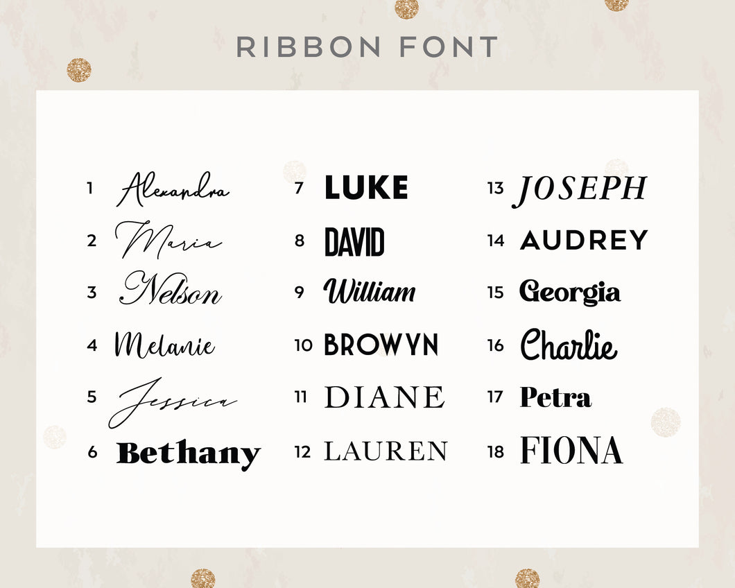 Personalised Custom Name Ribbon for Weddings, Place Card & Drink Tag