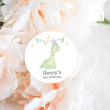 Load image into Gallery viewer, Watercolour Style Dinosaur Kids Birthday Party Stickers

