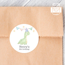 Load image into Gallery viewer, Watercolour Style Dinosaur Kids Birthday Party Stickers

