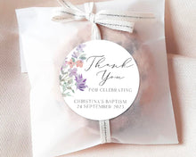 Load image into Gallery viewer, Floral Lilac Watercolour Floral Style Christening Baptism Stickers
