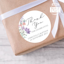 Load image into Gallery viewer, Floral Lilac Watercolour Floral Style Christening Baptism Stickers
