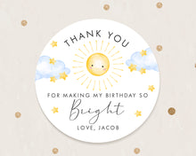 Load image into Gallery viewer, Cute Sunshine Style Thank You Stickers Kids Birthday Party Stickers
