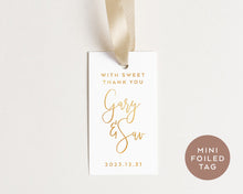 Load image into Gallery viewer, 20pcs &quot;With Sweet Thank You&quot; Mini Gold Foiled Wedding Favour Tags Gift Tags
