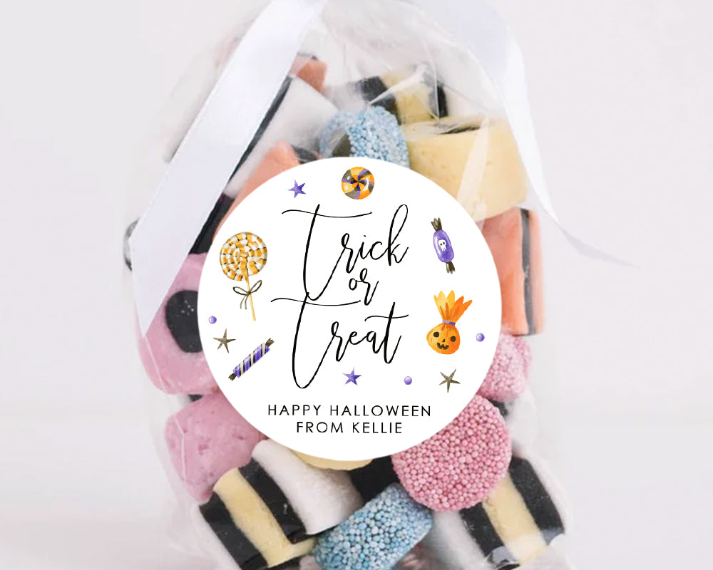 Halloween Trick or Treat Style Favour Stickers, Halloween Stickers