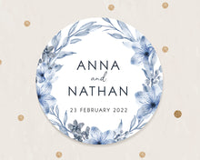 Load image into Gallery viewer, Watercolour Blue Floral Style Wedding Thank You Stickers
