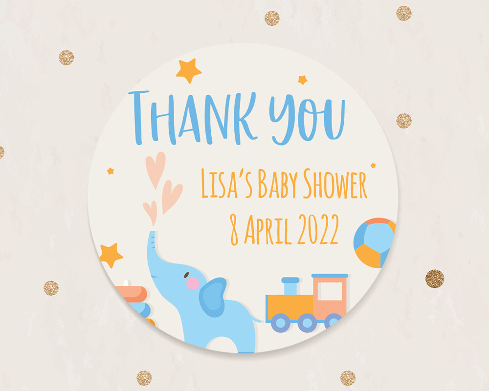 Cute Elephant Baby Shower Thank You Stickers Favour Stickers