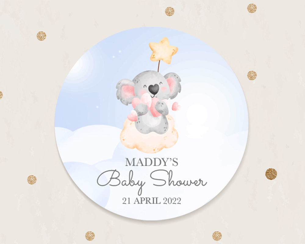 Cute Koala Baby Shower Thank You Stickers Favour Stickers