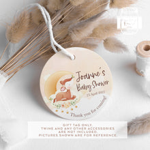Load image into Gallery viewer, Baby Deer Baby Shower Round Party Favour Tags
