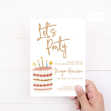 Load image into Gallery viewer, Birthday Cake Style Invitation Template, Printable Invitation, Birthday Cake Themed Print It Yourself Cute Party Birthday Invite, Invitation
