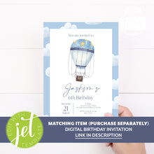 Load image into Gallery viewer, Blue Hot Air Balloon Style Birthday Party Stickers Favour Stickers
