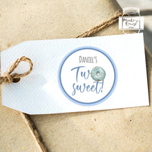 Load image into Gallery viewer, Two Sweet Blue Doughnut Style Birthday Party Stickers
