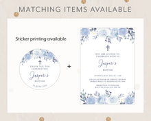 Load image into Gallery viewer, Blue Floral Baptism Christening Invitation Printable Invitation, Blue Floral Print It Yourself Elegant Floral First Communion Invitegant Floral First Communion Invite
