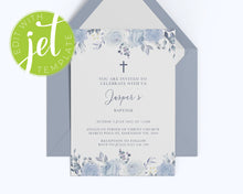 Load image into Gallery viewer, Blue Floral Baptism Christening Invitation Printable Invitation, Blue Floral Print It Yourself Elegant Floral First Communion Invitegant Floral First Communion Invite
