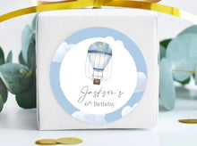 Load image into Gallery viewer, Blue Hot Air Balloon Style Birthday Party Stickers Favour Stickers
