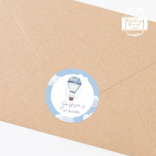 Load image into Gallery viewer, Blue Hot Air Balloon Style Birthday Party Stickers Favour Stickers
