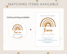 Load image into Gallery viewer, Boho Rainbow Birthday Invitation Template, Print It Yourself Brown Colour Rainbow Birthday, Rainbow Party Invite
