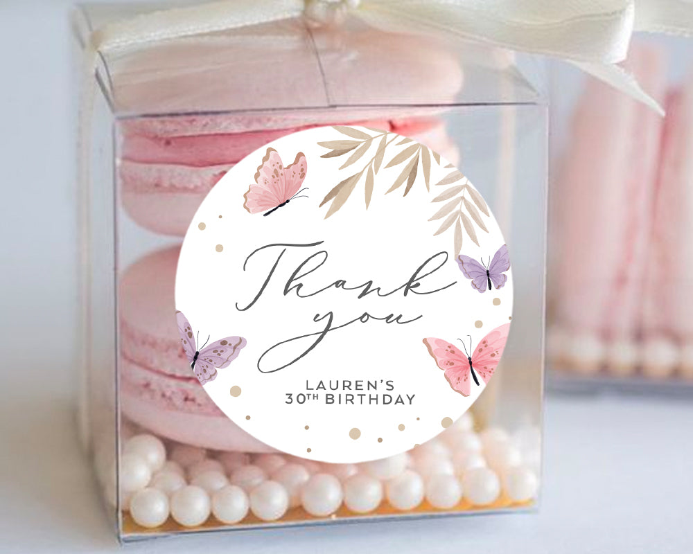 Butterfly Watercolour Style Birthday Party Stickers