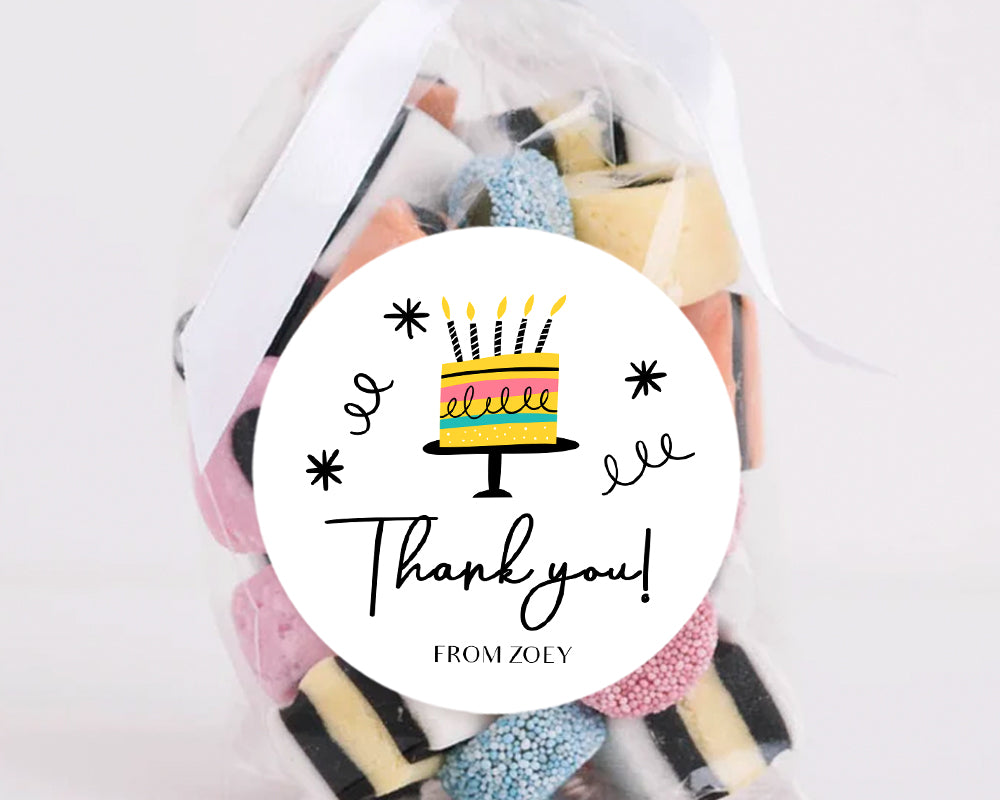 Cake Style Birthday Party Stickers