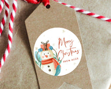 Load image into Gallery viewer, Personalised Christmas Watercolour Snowman Illustration Gift Stickers
