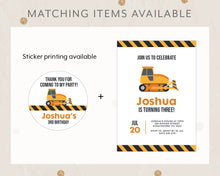 Load image into Gallery viewer, Construction Truck Theme Birthday Invitation Template, Trucks Print It Yourself Construction Boy Party Birthday Invite, Trucks Invitation
