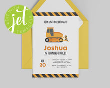 Load image into Gallery viewer, Construction Truck Theme Birthday Invitation Template, Trucks Print It Yourself Construction Boy Party Birthday Invite, Trucks Invitation
