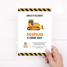 Load image into Gallery viewer, Construction Truck Theme Birthday Invitation Template, Trucks Print It Yourself Construction Boy Party Birthday Invite, Trucks Invitation
