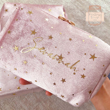 Load image into Gallery viewer, Velvet Makeup Bag Personalised Starry Velvet Makeup Bags Girls Gift Idea Women Travel Case, Christmas Gift
