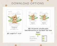Load image into Gallery viewer, Cute Bear Style Baby Shower Printable Invitation Template, Print It Yourself Beary Cute Baby Shower Invite, Invitation Template
