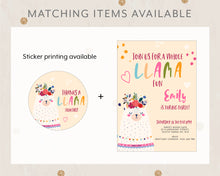 Load image into Gallery viewer, Cute Llama Birthday Invitation Template, Printable Invitation, Cute Llama Fun Party Print It Yourself Llama Party Birthday Invite, Invitation
