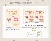 Load image into Gallery viewer, Cute Llama Birthday Invitation Template, Printable Invitation, Cute Llama Fun Party Print It Yourself Llama Party Birthday Invite, Invitation

