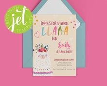 Load image into Gallery viewer, Cute Llama Birthday Invitation Template, Printable Invitation, Cute Llama Fun Party Print It Yourself Llama Party Birthday Invite, Invitation
