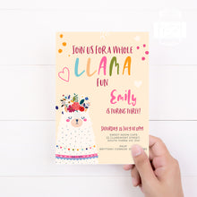 Load image into Gallery viewer, Cute Llama Birthday Invitation Template, Printable Invitation, Cute Llama Fun Party Print It Yourself Llama Party Birthday Invite, Invitation
