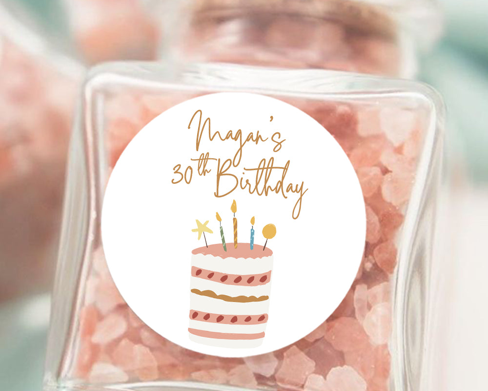 Birthday Cake Style Birthday Party Stickers Favour Stickers