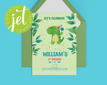 Load image into Gallery viewer, Dinosaur Birthday Invitation Template, Printable Invitation, Cute T-Rex Print It Yourself Dino Party Birthday Invite, Invitation
