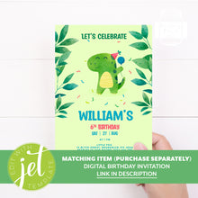 Load image into Gallery viewer, Watercolour T-Rex Dinosaur Kids Birthday Party Stickers
