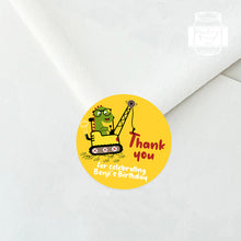 Load image into Gallery viewer, Dinosaur in Crane Birthday Party Stickers
