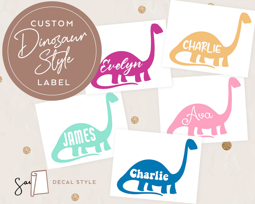 Personalised Dinosaur Name Permanent Vinyl Stickers